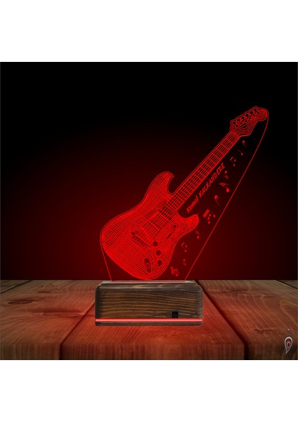 Kirppi 3D Lamba Elktro Gitar Müzisyen Hediye Kişiye Özel Masa Gece Lambası fırsatları