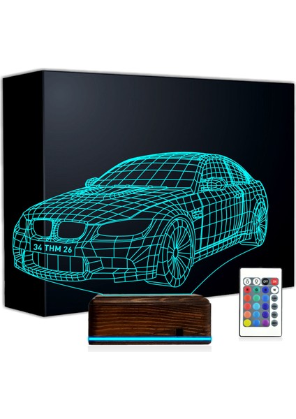 Kirppi 3D Lamba Spor Araba Bmw Tasarım Kişiye Özel Masa Gece Lambası