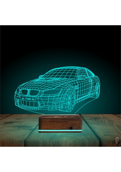 Kirppi 3D Lamba Spor Araba Bmw Tasarım Kişiye Özel Masa Gece Lambası modelleri