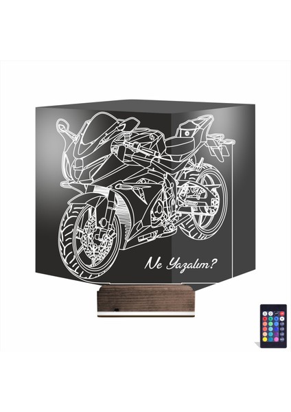 Kirppi 3D Lamba Motorsiklet Yarış Motoru V2 Kişiye Özel Masa Gece Lambası