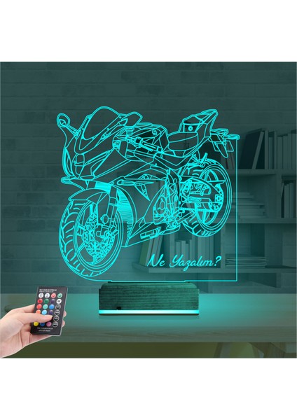 Kirppi 3D Lamba Motorsiklet Yarış Motoru V2 Kişiye Özel Masa Gece Lambası modelleri