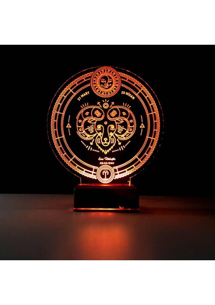 Kirppi 3D Lamba Astroloji Koç Burcu Kişiye Özel Masa Gece Lambası modelleri