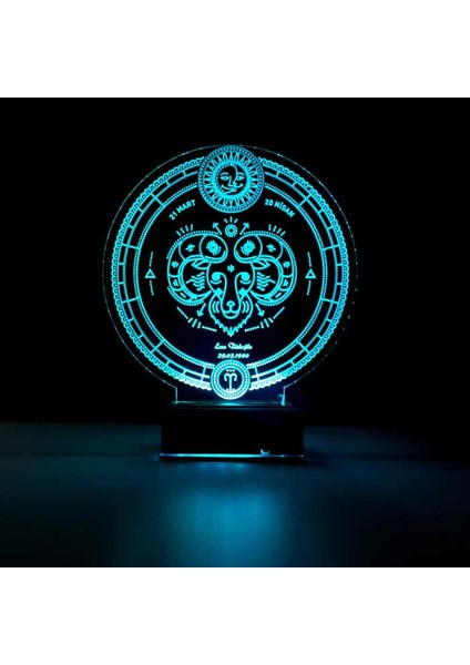 Kirppi 3D Lamba Astroloji Koç Burcu Kişiye Özel Masa Gece Lambası fırsatları