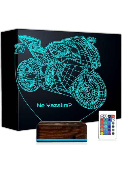 Kirppi 3D Lamba Motor Motorcu Motorsiklet Kişiye Özel Masa Gece Lambası