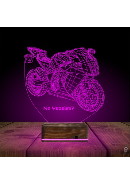 Kirppi 3D Lamba Motor Motorcu Motorsiklet Kişiye Özel Masa Gece Lambası indirimleri
