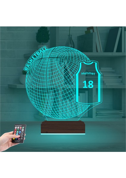 Kirppi 3D Lamba Basketbol Topu Forma Kişiye Özel Masa Gece Lambası modelleri