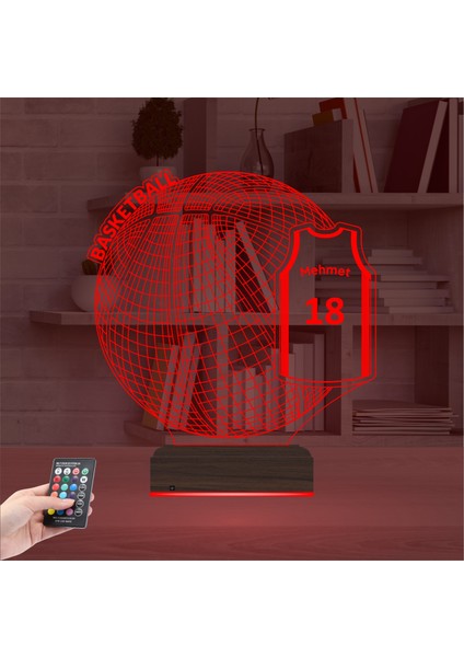 Kirppi 3D Lamba Basketbol Topu Forma Kişiye Özel Masa Gece Lambası indirimleri