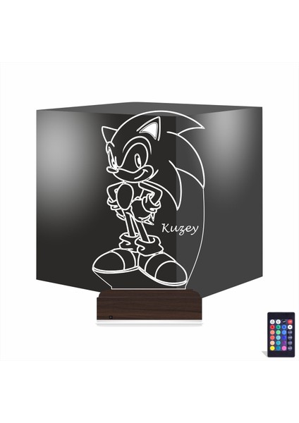 Kirppi 3D Lamba Sonic Çocuk Odası Hediye Kişiye Özel Masa Gece Lambası