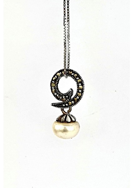 Markazit Taş Detaylı 925ayar Gümüş İnci Kolye fiyatları