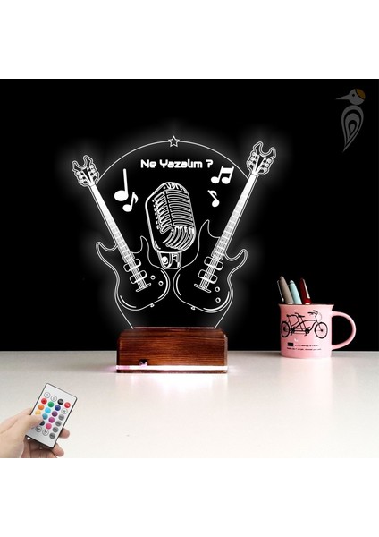 Kirppi 3D Lamba Elektro Gitar Gitarist Rock Müzik Kişiye Özel Masa Gece Lambası fiyatları
