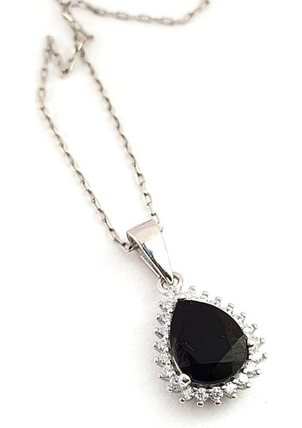 Sky Diamond Black 925 Ayar Gümüş Damla Kolye