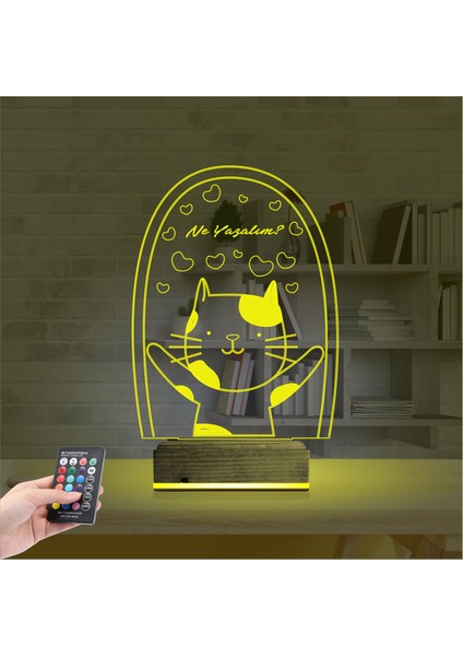 Kirppi 3D Lamba Sevimli Kedi Kalp Kişiye Özel Masa Gece Lambası indirimleri
