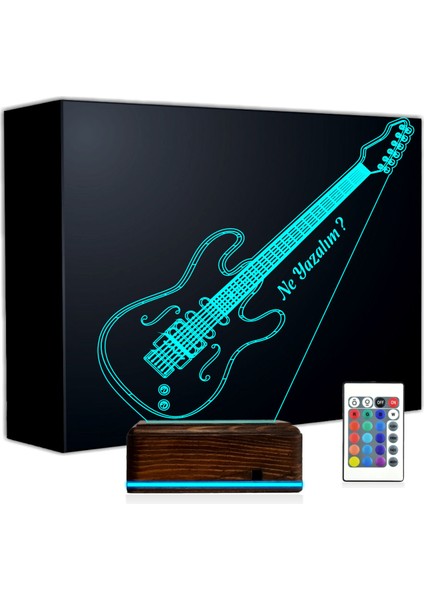 Kirppi 3D Lamba Elektro Gitar Gitarist Kişiye Özel Masa Gece Lambası