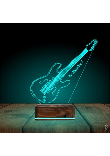 Kirppi 3D Lamba Elektro Gitar Gitarist Kişiye Özel Masa Gece Lambası modelleri