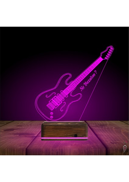 Kirppi 3D Lamba Elektro Gitar Gitarist Kişiye Özel Masa Gece Lambası indirimleri