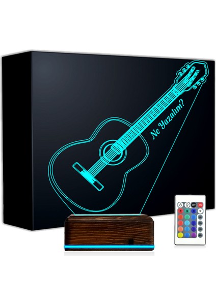 Kirppi 3D Lamba Klasik Gitar Gitarist Kişiye Özel Masa Gece Lambası