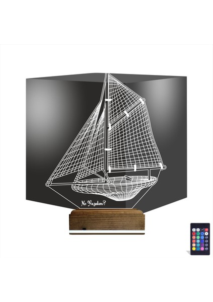 Kirppi 3D Lamba Gemi Kaptan V1 Kişiye Özel Masa Gece Lambası