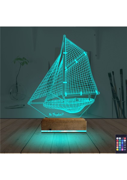 Kirppi 3D Lamba Gemi Kaptan V1 Kişiye Özel Masa Gece Lambası modelleri