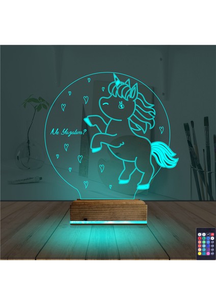 Kirppi 3D Lamba Unicorn At Çocuk Odası Kişiye Özel Masa Gece Lambası modelleri