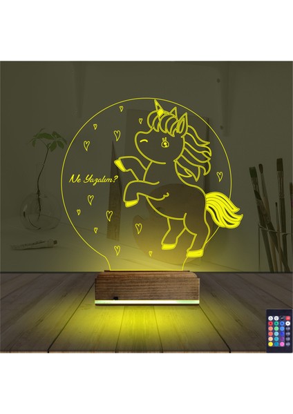 Kirppi 3D Lamba Unicorn At Çocuk Odası Kişiye Özel Masa Gece Lambası indirimleri