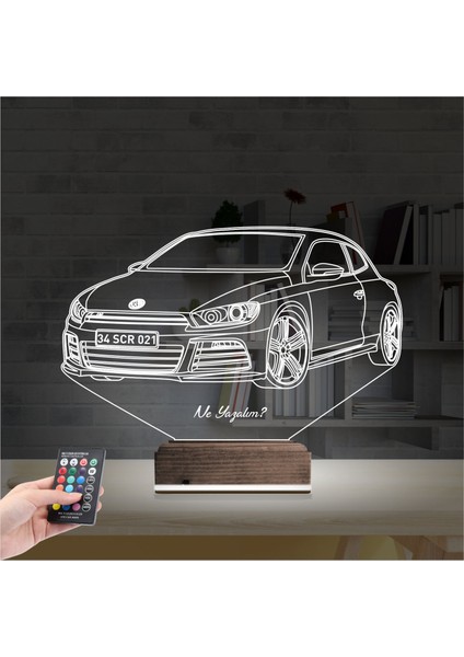 Kirppi 3D Lamba Araba Volkswagen Scirocco Kişiye Özel Masa Gece Lambası fiyatları