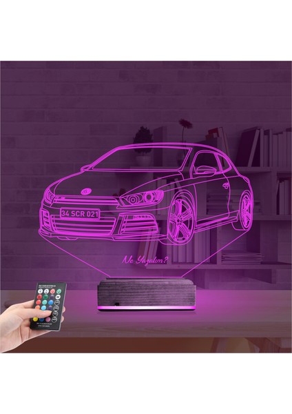 Kirppi 3D Lamba Araba Volkswagen Scirocco Kişiye Özel Masa Gece Lambası fırsatları