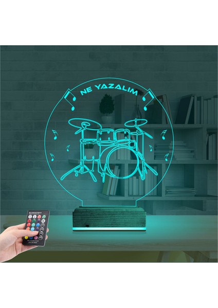 Kirppi 3D Lamba Bateri Baterist Kişiye Özel Masa Gece Lambası modelleri