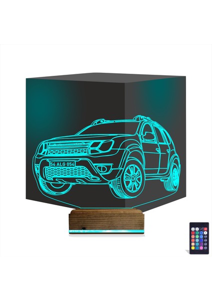 Kirppi 3D Lamba Araba Jeep Duster Kişiye Özel Masa Gece Lambası