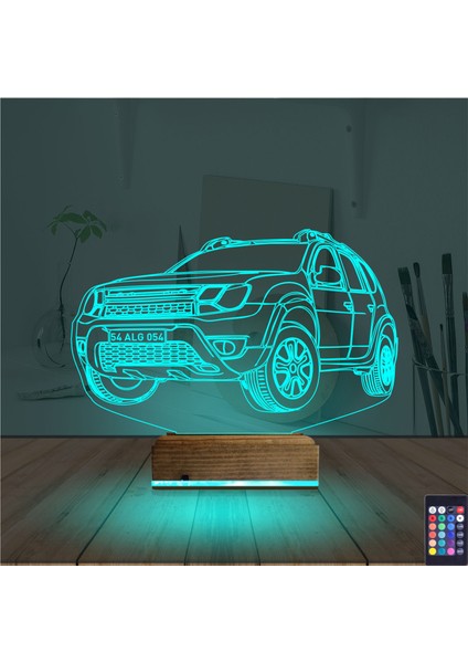 Kirppi 3D Lamba Araba Jeep Duster Kişiye Özel Masa Gece Lambası modelleri