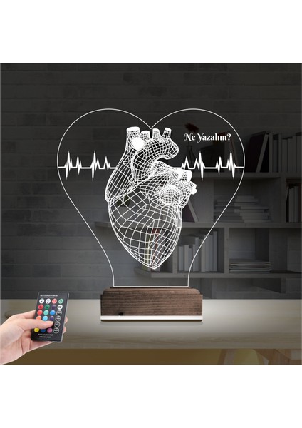 Kirppi 3D Lamba Kalp Doktoru Cerrah Kişiye Özel Masa Gece Lambası