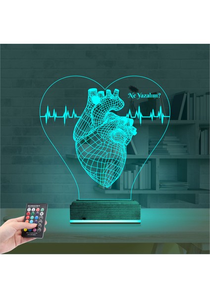 Kirppi 3D Lamba Kalp Doktoru Cerrah Kişiye Özel Masa Gece Lambası