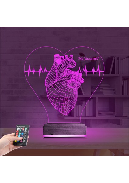 Kirppi 3D Lamba Kalp Doktoru Cerrah Kişiye Özel Masa Gece Lambası