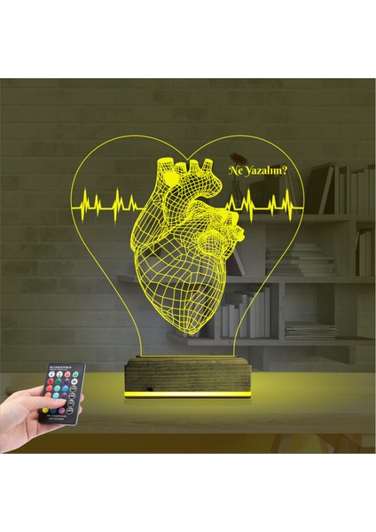 Kirppi 3D Lamba Kalp Doktoru Cerrah Kişiye Özel Masa Gece Lambası