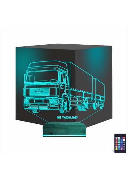 Kirppi 3D Lamba Tır Kamyon Tırcı Kişiye Özel Masa Gece Lambası