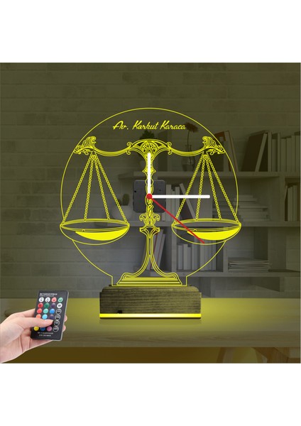 Kirppi 3D Saat Lamba Avukat Hukuk Terazi Kişiye Özel Masa Gece Lambası indirimleri