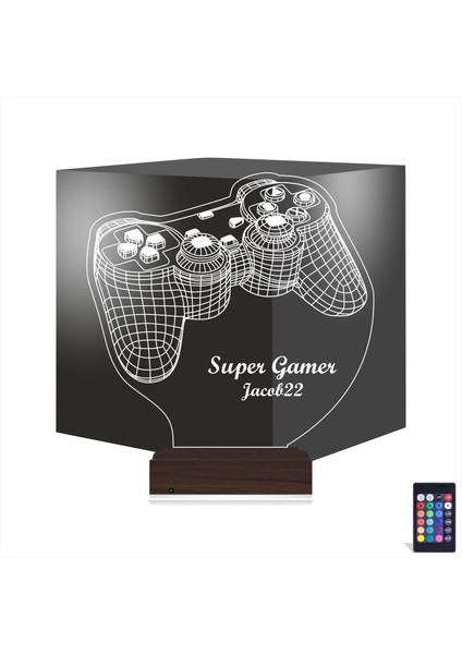 Kirppi 3D Lamba Gamer Joystick Oyuncu Konsol Kişiye Özel Masa Gece Lambası