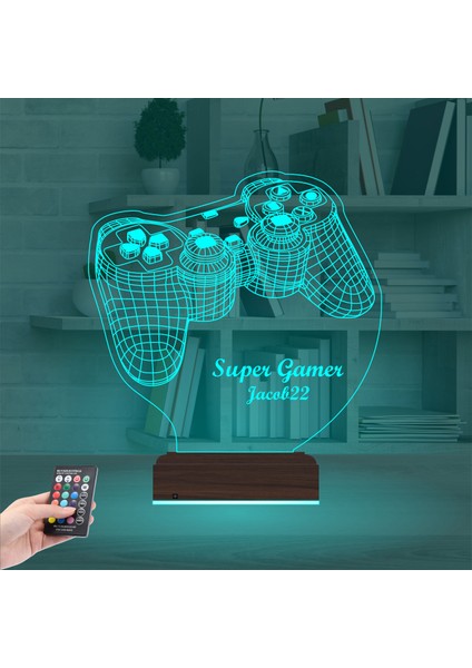 Kirppi 3D Lamba Gamer Joystick Oyuncu Konsol Kişiye Özel Masa Gece Lambası modelleri