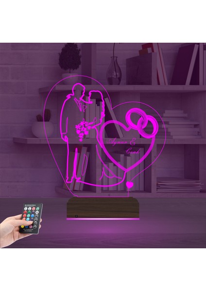 Kirppi 3D Lamba Gelin Damat Alyans Yüzük Seviliye Hediye Kişiye Özel Masa Gece Lambası fırsatları