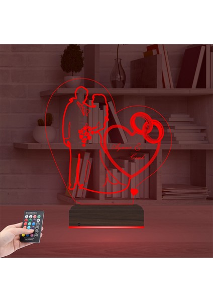Kirppi 3D Lamba Gelin Damat Alyans Yüzük Seviliye Hediye Kişiye Özel Masa Gece Lambası indirimleri