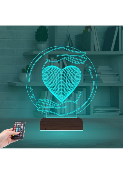 Kirppi 3D Lamba Sevgiliye Hediye Kalp El Kişiye Özel Masa Gece Lambası modelleri