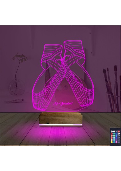 Kirppi 3D Lamba Balerin Bale Ayakkabısı Kişiye Özel Masa Gece Lambası