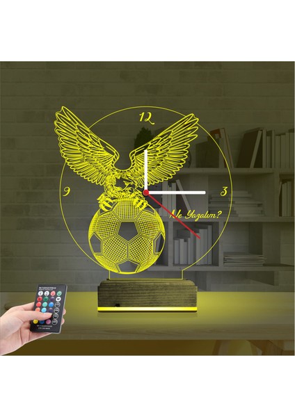 Kirppi 3D Saat Lamba Kartal Furtbol Taraftar Kişiye Özel Masa Gece Lambası indirimleri
