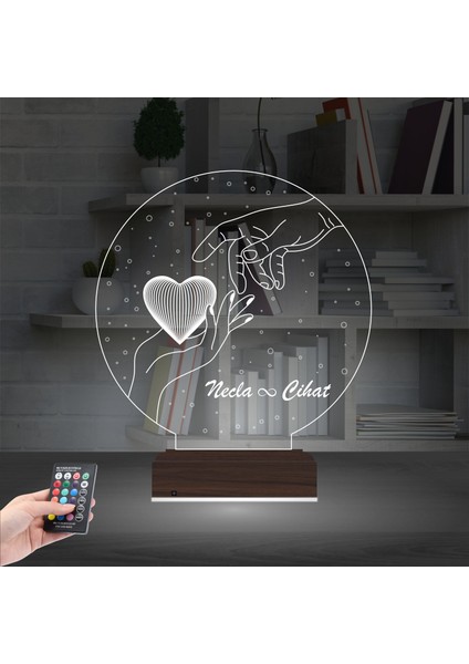 Kirppi 3D Lamba Sevgiliye Hediye Kalp Elele Kişiye Özel Masa Gece Lambası fiyatları