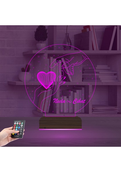 Kirppi 3D Lamba Sevgiliye Hediye Kalp Elele Kişiye Özel Masa Gece Lambası fırsatları