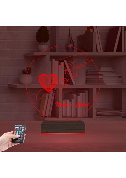 Kirppi 3D Lamba Sevgiliye Hediye Kalp Elele Kişiye Özel Masa Gece Lambası indirimleri