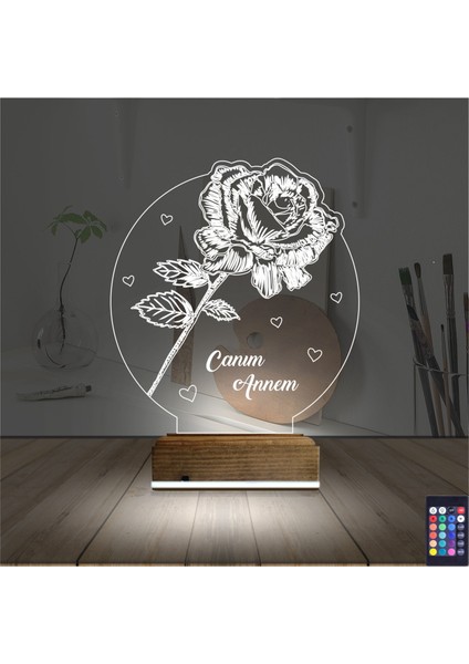 Kirppi 3D Lamba Gül Canım Annem Kişiye Özel Masa Gece Lambası fiyatları