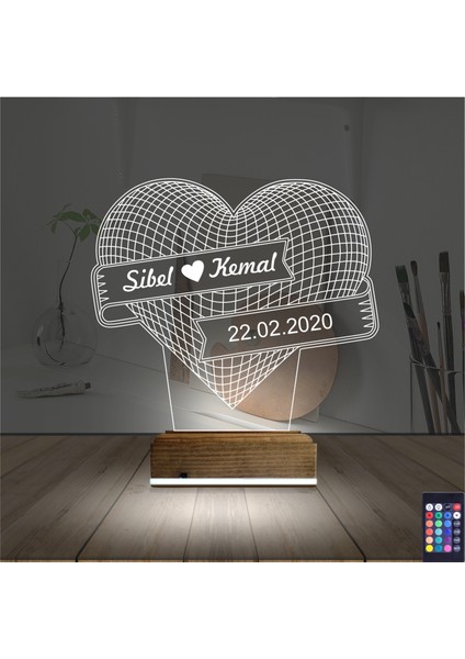 Kirppi 3D Lamba Kalp Sevgiliye Hediye V13 Kişiye Özel Masa Gece Lambası fiyatları