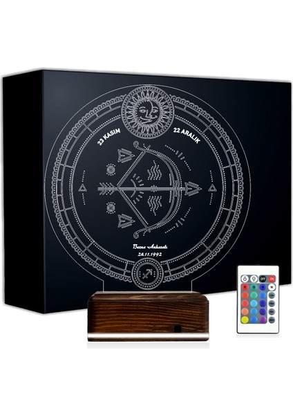 Kirppi 3D Lamba Astroloji Yay Burcu Kişiye Özel Masa Gece Lambası
