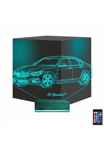Kirppi 3D Lamba Araba Bmw 4.20 Kişiye Özel Masa Gece Lambası
