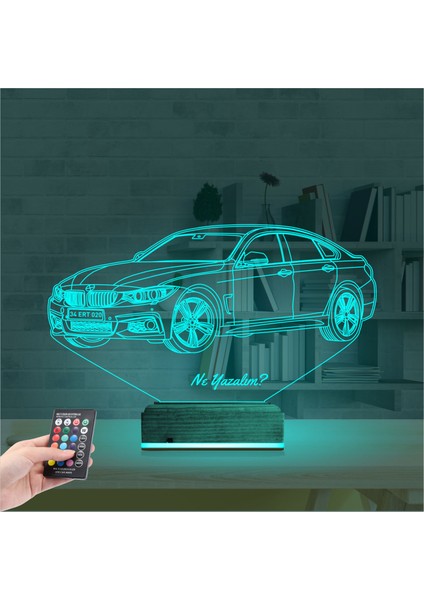 Kirppi 3D Lamba Araba Bmw 4.20 Kişiye Özel Masa Gece Lambası modelleri